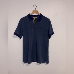 Burberry Dark Navy Cotton Polo Shirt Size Large